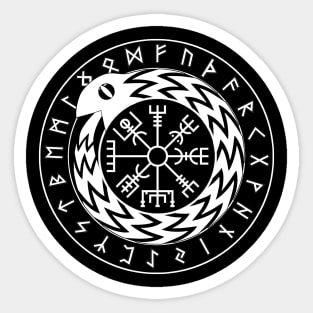 Norse Mythology Jormungandr Vegvisir with Runes Sticker